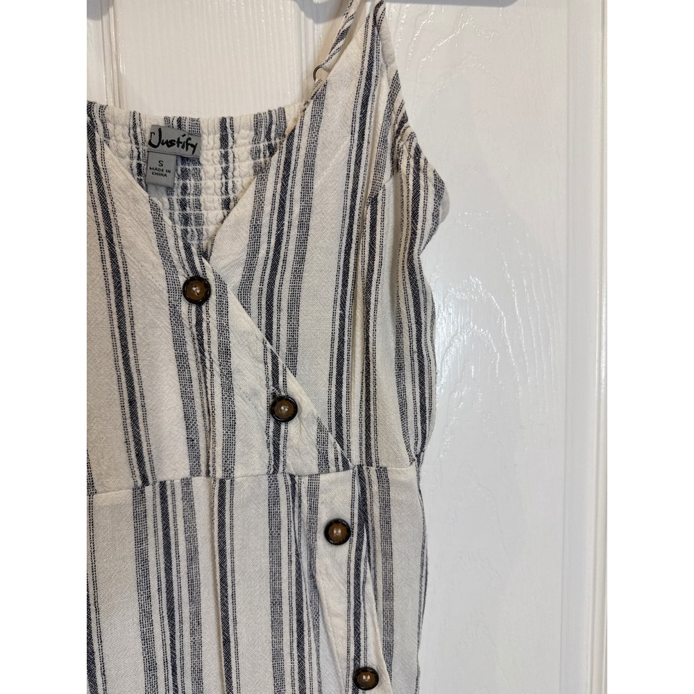 Justify Striped‎ Mini Dress Button Front Sleeveless Casual Sundress Size S
